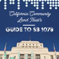 City Hall on blue background with white text heading Guide to SB1079